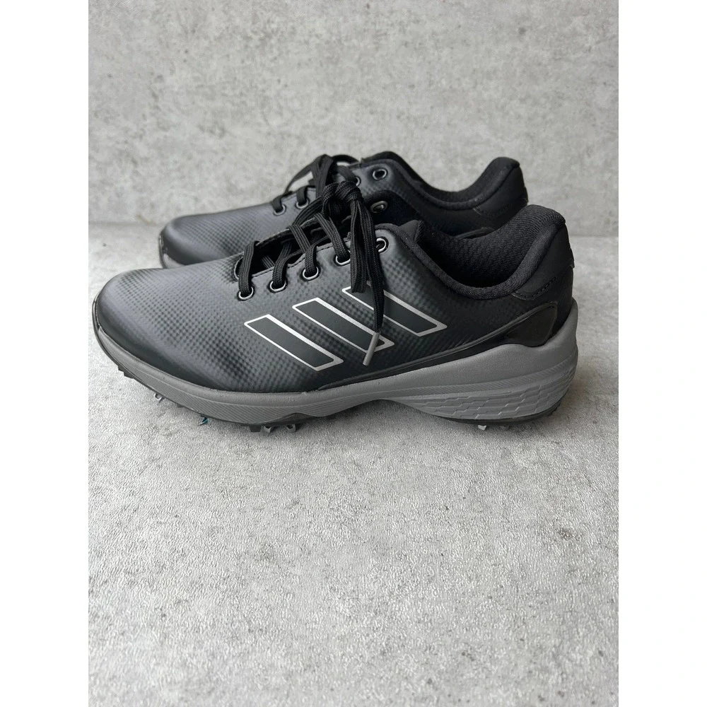 New Adidas ZG23 Golf Shoes Mens 7.5 Core Black Grey Spiked Waterproof‎ H03672